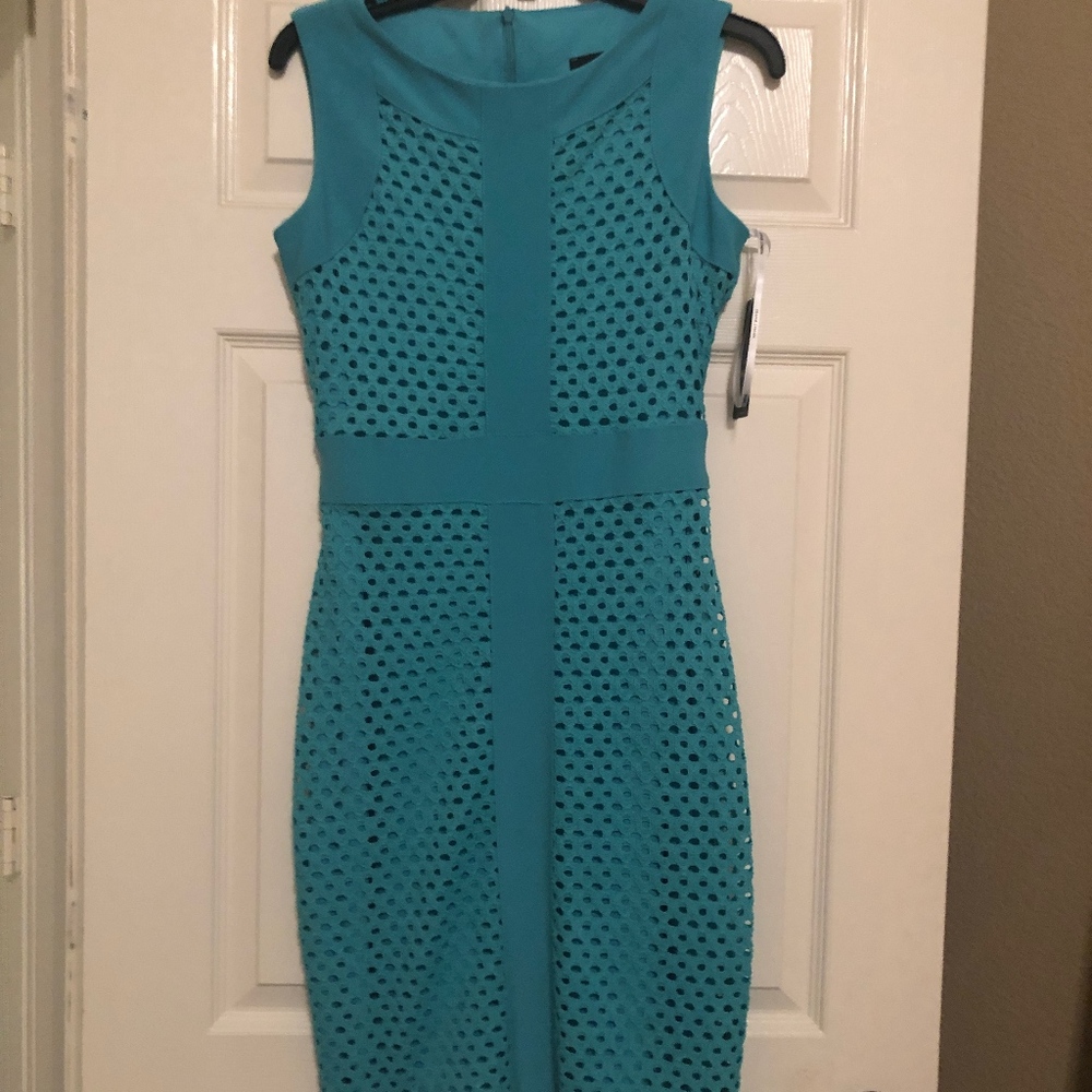 NWT Frank Lyman Aqua Knee Length Dress Sz 8/Sz 4